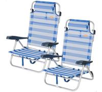 Aktive set de 2 sillas playa baja multiposición 47x49x82 cm marinera