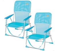 AKTIVE Pack de 2 sillas de Playa Plegables, Color Azul, Mide 44x40x72 cm, Topes antivuelco, Textileno y Aluminio, Peso soportado 110 kg, Asa Transporte, Sillas Plegables Acolchadas (155)