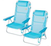 AKTIVE Pack de 2 sillas de Playa Plegables, Color Azul, Mide 48x46x84 cm, Multiposición, 5 Posiciones, Textileno y Aluminio, Peso soportado 110 kg, Asa Transporte, Sillas Plegables (156)