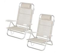 Aktive pack de 2 sillas de playa plegables y reclinables 7 posiciones beige c/cojín
