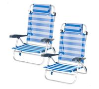 Aktive pack de 2 sillas de playa plegables y reclinables 7 posiciones marinera c/cojín