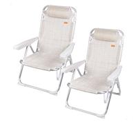 Aktive pack de 2 sillas de playa reclinables 48x60x90 cm beige 62 cm