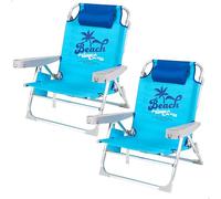AKTIVE Pack de 2 sillas plegables multiposición para playa, jardín, terraza o camping, 5 posiciones, 53x58x80 cm, Incluye bolso, Posavasos, Topes antivuelco, Soporta 110 kg, Asas de transporte (85470)