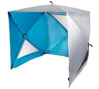 Aktive - Paravientos playa plegable, sistema pop up, color azul, 165x165x183 cm, tejido poliéster, revestimiento interior plateado, protección UV50, 16 varillas fibra de vidrio, incluye 6 piquetas,