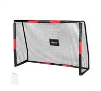 Aktive - Portería de fútbol de acero desmontable, portátil y fácil de montar, medidas 180x120x60 cm, con estructura resistente, red de poliéster y 5 piquetas para fijación en suelo, ideal para