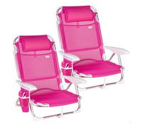 Aktive set 2 sillas de playa baja plegables y multiposición 51x45x76 cm fucsia