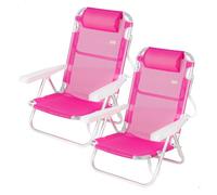 Aktive set 2 sillas playa baja multiposición 48x46x84 cm fucsia