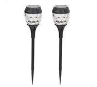 AKTIVE Set de 2 balizas solares LED, Luz cálida 5-10 lúmenes, Proyección decorativa, Sin cableado, Alcance 1-2 m, Resistente al agua, Para jardín, senderos y terrazas (61586)