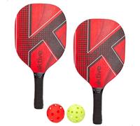 AKTIVE Set de 2 Raquetas de Pickleball de Madera con 2 Pelotas y Bolsa de Transporte, optimo para Principiantes, Diseño ergonómico, empuñadura Antideslizante y Gran Resistencia (62388)