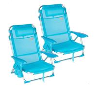 Aktive set de 2 sillas de playa baja plegables y multiposición 51x45x76 cm azul