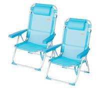 Aktive set de 2 sillas playa altas multiposición 48x60x90 cm azul 60 cm