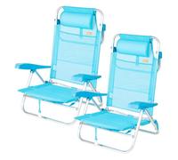 AKTIVE Pack de 2 sillas de Playa Plegables, Caribe, Azul Claro, 47x49x82 cm, Multiposición, 5 Posiciones, Textileno y Aluminio, Peso máx. 110 kg, Asa Transporte, Sillas Acolchadas (164)