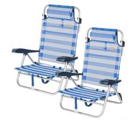 Aktive set de 2 sillas playa baja multiposición 47x49x82 cm marinera