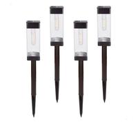 AKTIVE Set 4 balizas solares LED 6 lúmenes, Iluminación exterior para jardín y caminos, Luz cálida, Con estaca, Carga solar, Botón ON/OFF, IP44, Autonomía 8h, Instalación sin cables (61575)