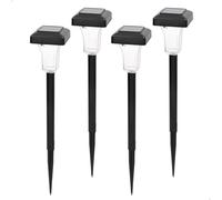 AKTIVE Set de 4 balizas solares LED, Luz cálida 5-10 lúmenes, Proyección decorativa, Sin cables, Alcance 1 m, Resistente al agua, Autonomía hasta 8 horas, Para jardín, senderos y terrazas (61580)