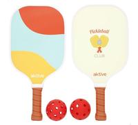 AKTIVE Set Palas Pickleball, 2 Palas Fibra de Vidrio, 20x1x40 cm, con 2 Pelotas, Mango Antideslizante, Bolsa Transporte