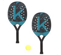 Aktive - Set palas playa 3 piezas, 2 palas con diseño perforado y mango antideslizante, incluye pelota y bolsa de red para transporte, ideal para jugar en la playa o parque al aire libre, juego de