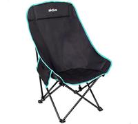AKTIVE Silla Camping Plegable, Negro, 55x45x90 cm, Estructura Acero, Tejido poliéster, Topes antivuelco, Soporta máx. 110 kg, Bolsillo Lateral, Bolsa Transporte, Sillas Exterior (63172)