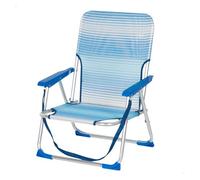 Aktive silla de playa baja plegable rayas azul con asa de hombro