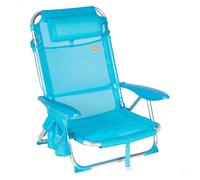 AKTIVE Silla de Playa Plegable, Color Azul, Mide 51x45x76 cm, Multiposición, 4 Posiciones, Textileno y Aluminio, Peso soportado 110 kg, Asa Transporte, Sillas Plegables Acolchadas (62692)