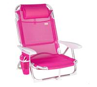 AKTIVE Silla de Playa Plegable, Fucsia, Textileno y Aluminio, 51x45x76 cm, 4 Posiciones, Respaldo Alto, 110 kg
