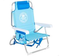 AKTIVE Silla de playa con mochila, 50x54x80 cm, Silla de playa multiposición, Silla plegable, hasta 110 kg, Azul, 5 posiciones, Convertible en tumbona (62510)