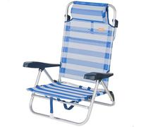 AKTIVE Silla de Playa Plegable, A Rayas, Textileno y Aluminio, 47x49x82 cm, 8 Posiciones, 110 kg, 2.52 kg
