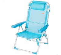 AKTIVE Silla de Playa Plegable Alta, Azul, Mide 48x60x90 cm, Multiposición, 8 Posiciones, Textileno y Aluminio, Peso soportado 110 kg, Asa Transporte, Sillas Acolchadas (62690)