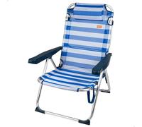 AKTIVE Silla de playa plegable Antivuelco Azul, Reclinable 5 posiciones, Resistente y ligera con asa de transporte y cojín, Peso máx. soportado 110Kg., Medidas 48x60x90cm, Sillas de playa (62640)