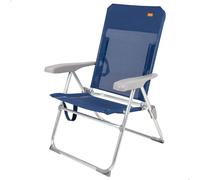 Aktive - Silla de playa plegable, azul marino, medidas 47x60x94 cm, reclinable 6 posiciones, con topes antivuelco, sin tubo delantero, aluminio, peso máx. 110 kg, plegado ultrafino, asas para
