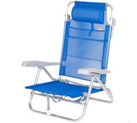 AKTIVE Silla de Playa Plegable, Azul Oscuro, Textileno y Aluminio, 47x49x82 cm, 8 Posiciones, Respaldo Alto, 110 kg