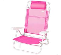 AKTIVE Silla de Playa Plegable Baja, A Rayas, Mide 47x49x82 cm, Multiposición, 8 Posiciones, Textileno y Aluminio, Peso soportado 110 kg, Asa Transporte, Sillas Acolchadas (62685)
