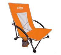 AKTIVE Silla plegable de playa, Tejido poliéster y estructura acero, Azul, Medidas 50 x 51 x 67 cm, Máx. 110 kg, Respaldo transpirable, Incluye funda y posavasos, Ligera y fácil de transportar (62636)