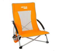 Aktive Silla de playa plegable baja y transpirable naranja c/posavasos - CD Talla única
