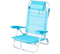 AKTIVE Silla de Playa Plegable, Caribe, Azul Claro, Textileno y Aluminio, 47x49x82 cm, 8 Posiciones, Respaldo Alto, 110 kg