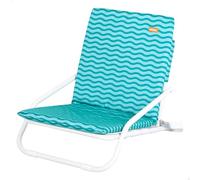 AKTIVE Silla de Playa Plegable Ligera Azul con asa de Transporte, 46x60x50 cm, Estructura de Aluminio, Tejido poliéster Transpirable, Silla Baja Camping jardín, hasta 110 kg (62533)