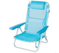 AKTIVE Silla de Playa Plegable, Multiposición, 5 Posiciones, Textileno y Aluminio, Azul, 48x46x84 cm, 110 kg, Respaldo Alto Acolchado