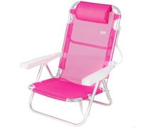 AKTIVE Silla de Playa Plegable, Multiposición, 5 Posiciones, Textileno y Aluminio, Color Fucsia, 48x46x84 cm, Soporta 110 kg, con Asa de Transporte