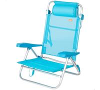 AKTIVE Silla de Playa Plegable, Multiposición 8 Posiciones, Textileno y Aluminio, Azul, 47x49x82 cm, 110 kg, Respaldo Alto Acolchado