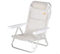 Aktive - Silla de playa plegable, multiposición, aluminio y textileno, asiento bajo, incluye cojín acolchado, asa de transporte, silla reclinable de playa, respaldo reclinable
