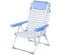 AKTIVE Silla de Playa Plegable, Rayas marineras, 48x60x90 cm, 5 Posiciones, Aluminio y textileno, Antivuelco, Soporta 110 kg, Cojín, Asa Transporte, Bolsillos, Tumbona jardín (62548)