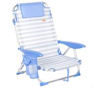 AKTIVE Silla de Playa Plegable, Rayas marineras, 51x45x76 cm, 4 Posiciones, Aluminio y textileno, Antivuelco, Soporta 110 kg, Cojín, Asa Transporte, Bolsillos, Tumbona jardín (62547)