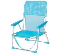 AKTIVE Silla de Playa Plegable, Textileno y Aluminio, Azul, 44x40x72 cm, 110 kg Capacidad, Transpirable, Portátil con Asa