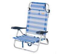 AKTIVE Silla de Playa Plegable, A Rayas, Textileno y Aluminio, 47x49x82 cm, 8 Posiciones, 110 kg, 2.52 kg