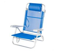 Aktive silla de playa plegable y reclinable 8 posiciones azul c/cojín y asas mano