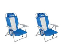AKTIVE Silla de Playa y Tumbona 5 Posiciones Azul c/cojín y Bolsillos (62656) (Paquete de 2)