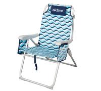 Aktive - Silla o tumbona de playa plegable, aluminio y poliéster, multiposición, asas transporte, con bolsillos y topes antivuelco, colección Aruba, sillas plegables, tumbonas