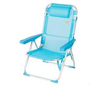 AKTIVE Silla de Playa Plegable Alta, Azul, Mide 48x60x90 cm, Multiposición, 8 Posiciones, Textileno y Aluminio, Peso soportado 110 kg, Asa Transporte, Sillas Acolchadas (62690)