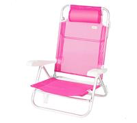 AKTIVE Silla de Playa Plegable Baja, A Rayas, Mide 47x49x82 cm, Multiposición, 8 Posiciones, Textileno y Aluminio, Peso soportado 110 kg, Asa Transporte, Sillas Acolchadas (62685)