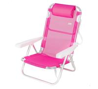 AKTIVE Silla de Playa Plegable, Multiposición, 5 Posiciones, Textileno y Aluminio, Color Fucsia, 48x46x84 cm, Soporta 110 kg, con Asa de Transporte